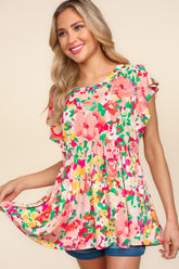 Chic Floral Peplum Babydoll Blouse - Feminine & Flattering Design